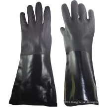 NMSAFETY sandy finish interlock liner counterfeit cotton black double dip PVC winter gloves